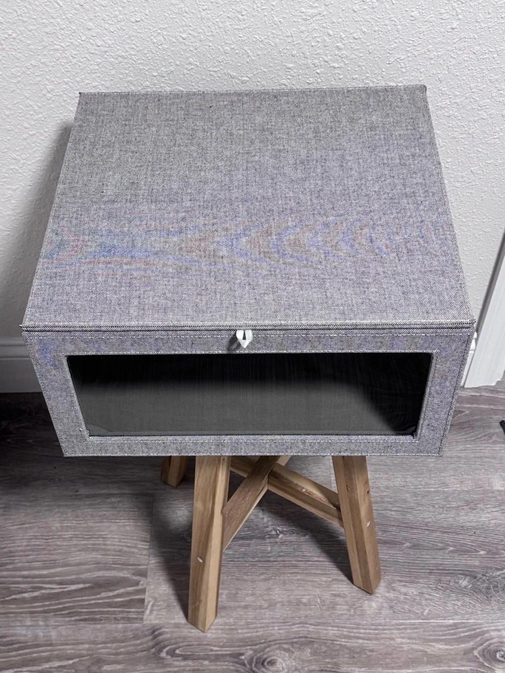 The Container Store Cambridge Drop-Front Sweater Box Grey EUC